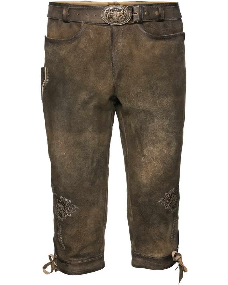 Kniebundlederhose mit Gürtel