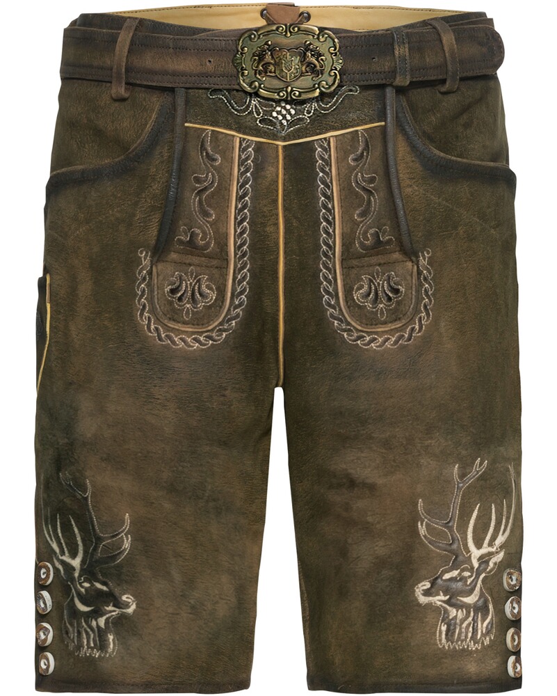 Kurze Lederhose mit Hirschkopf