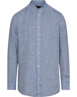 Chemise en lin RM col montant bleu, Reitmayer