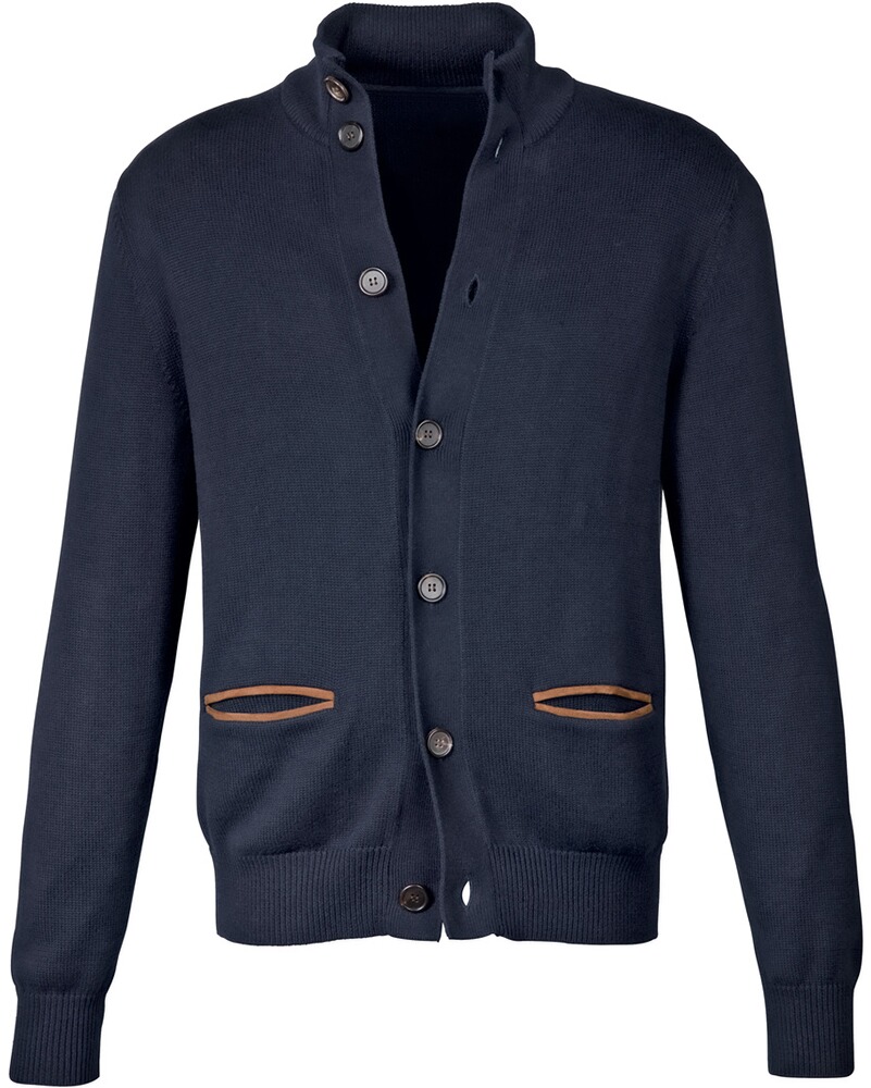 Cardigan mit Lederdetails