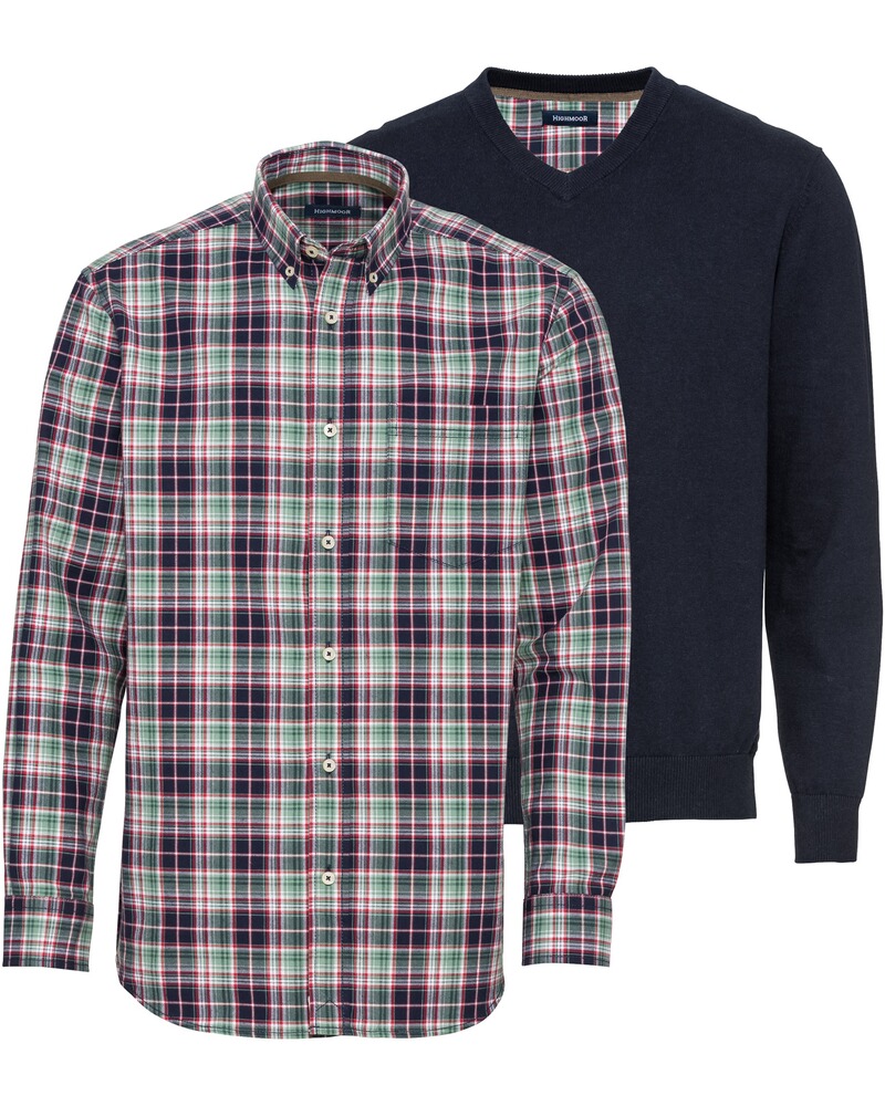 Set: V-Pullover & Karohemd