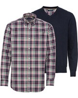 Set: V-Pullover & Karohemd, Highmoor