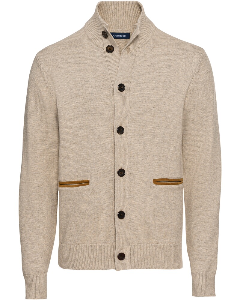 Cardigan mit Lederdetails