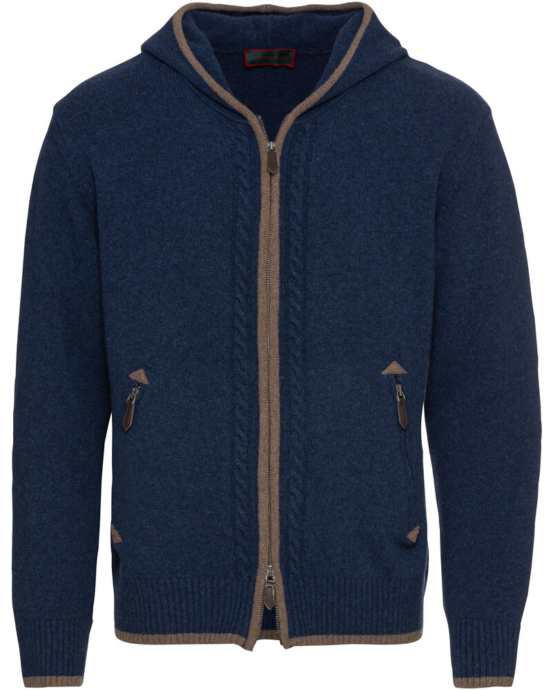 Kapuzenstrickjacke mit Zopfmuster