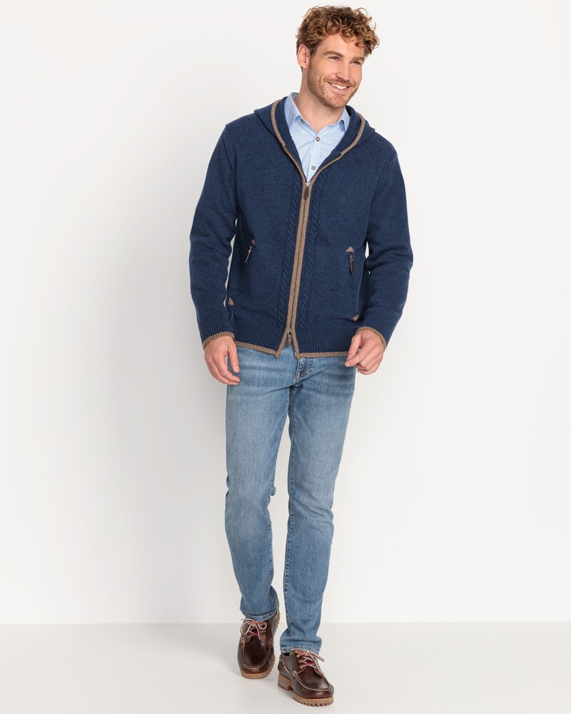 Kapuzenstrickjacke mit Zopfmuster, REITMAYER
