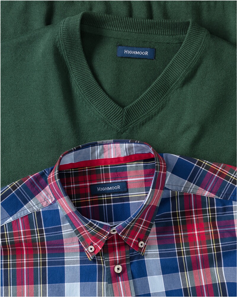 Set: V-Pullover & Karohemd, HIGHMOOR