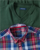 Set: V-Pullover & Karohemd, HIGHMOOR