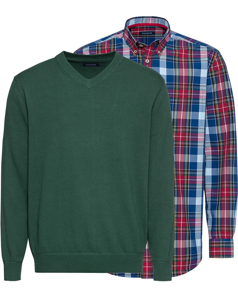 Set: V-Pullover & Karohemd