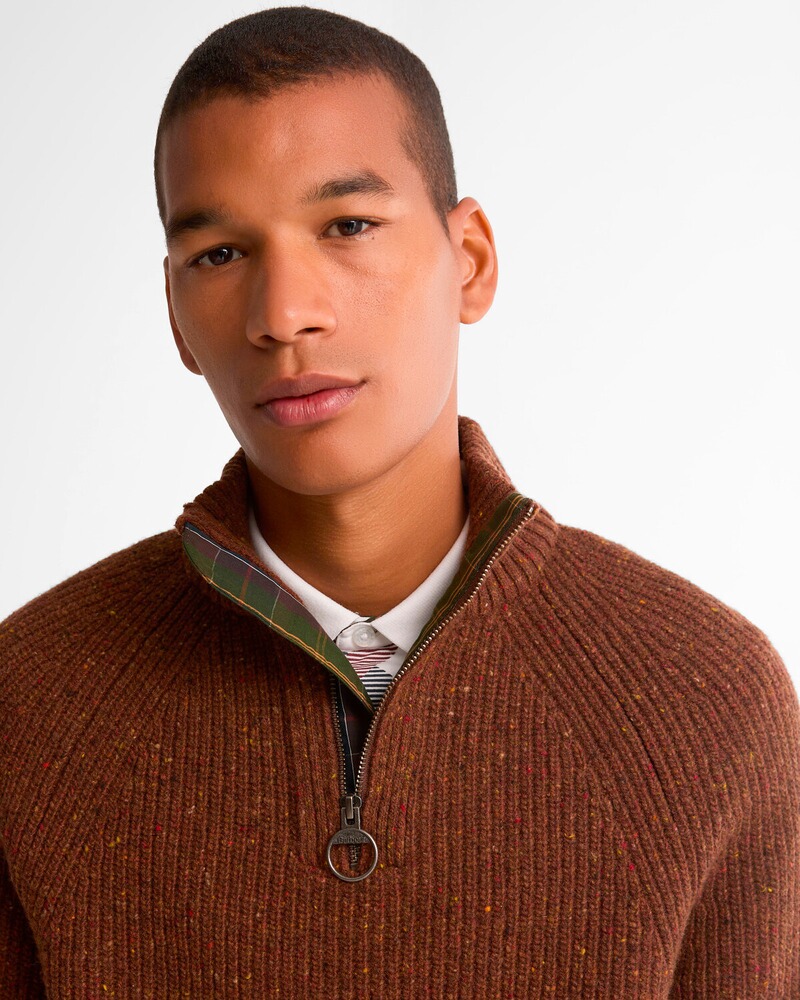Troyer Essential Fleck Half Zip, Barbour