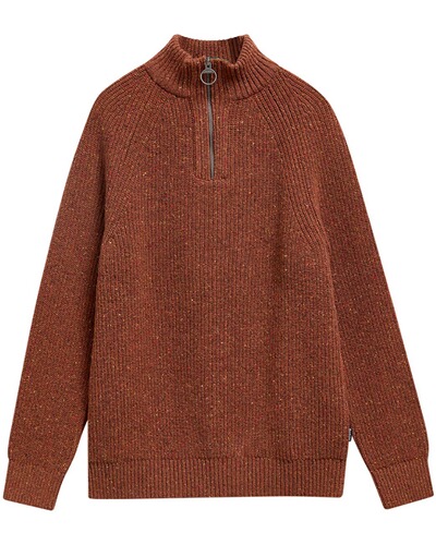 Troyer Essential Fleck Half Zip, Barbour
