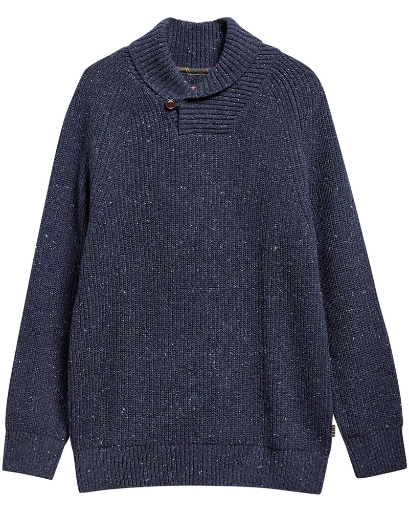 Schalkragen-Pullover Essentials Fleck