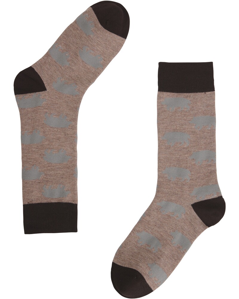 Wild boar motif sock, olive, P, Parforce Essential