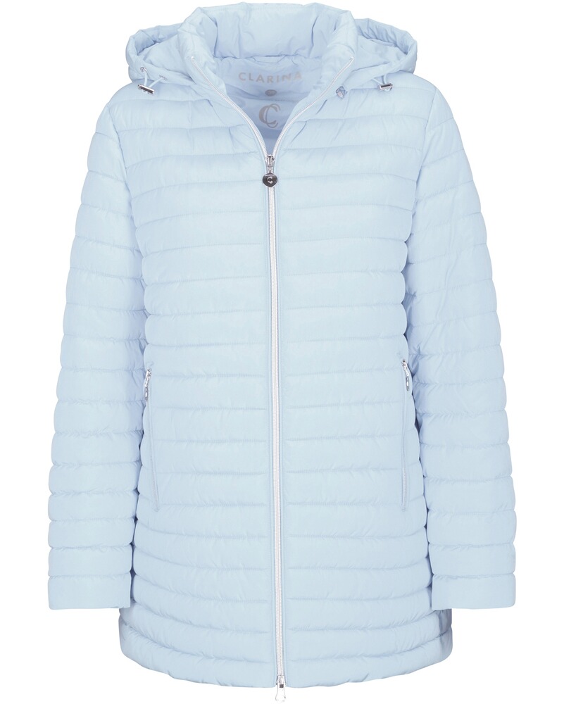 Lange Steppjacke mit Kapuze