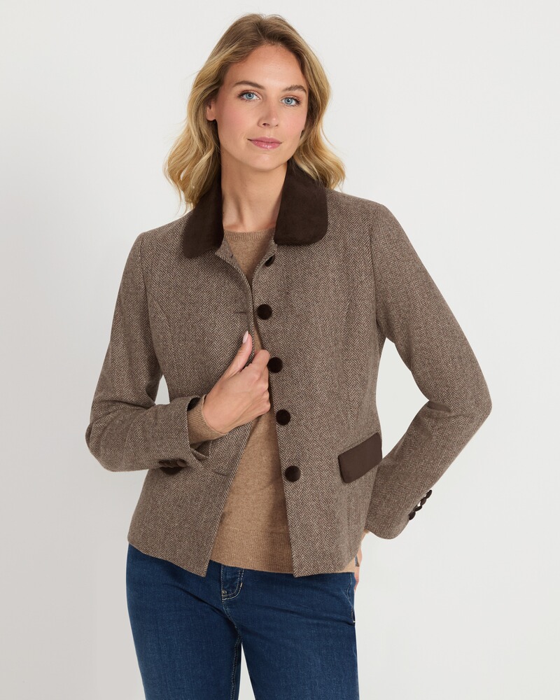 Veste à chevrons avec détails en velours, Highmoor
