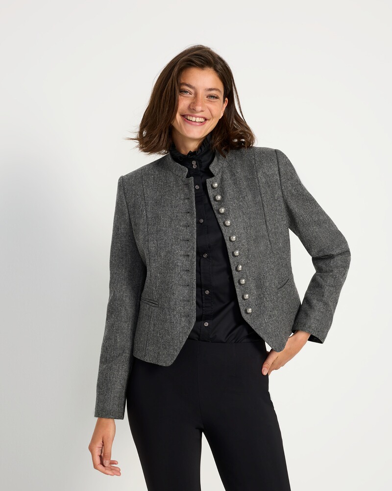 RM Short stand-up collar jacket, grey, Reitmayer