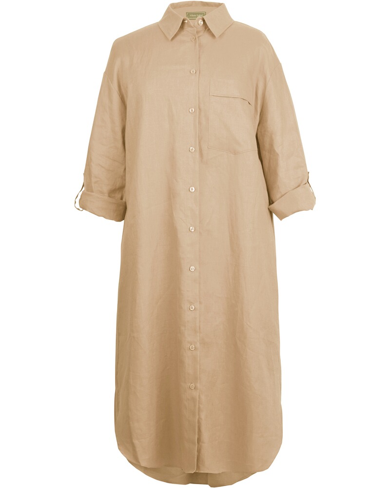 Midi-Hemdblusenkleid aus Leinen