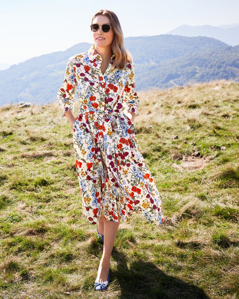 Midi-Kleid mit floralem Allover, HIGHMOOR