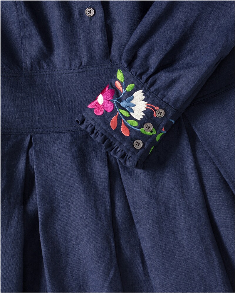 Leinenkleid mit Blumenstick, REITMAYER