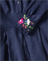 Leinenkleid mit Blumenstick, REITMAYER