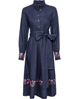 Leinenkleid mit Blumenstick, REITMAYER