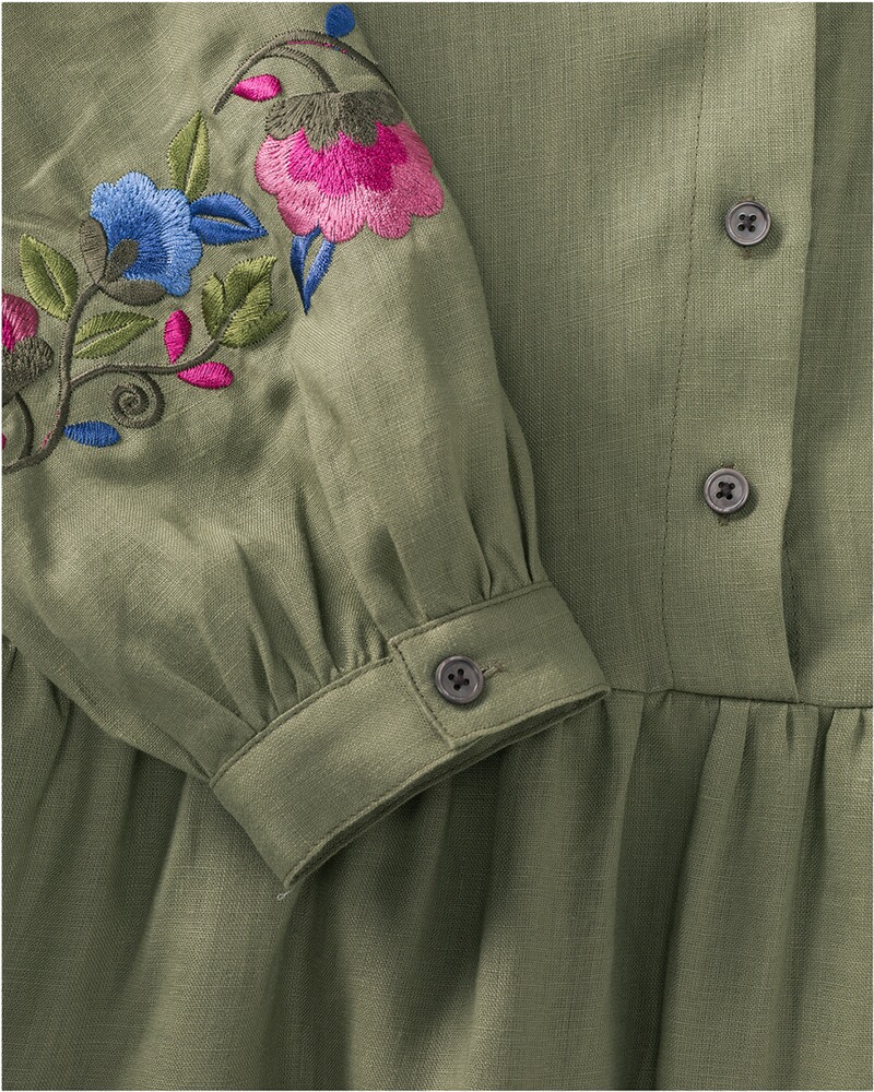 Leinenkleid mit Blumenstickerei, REITMAYER