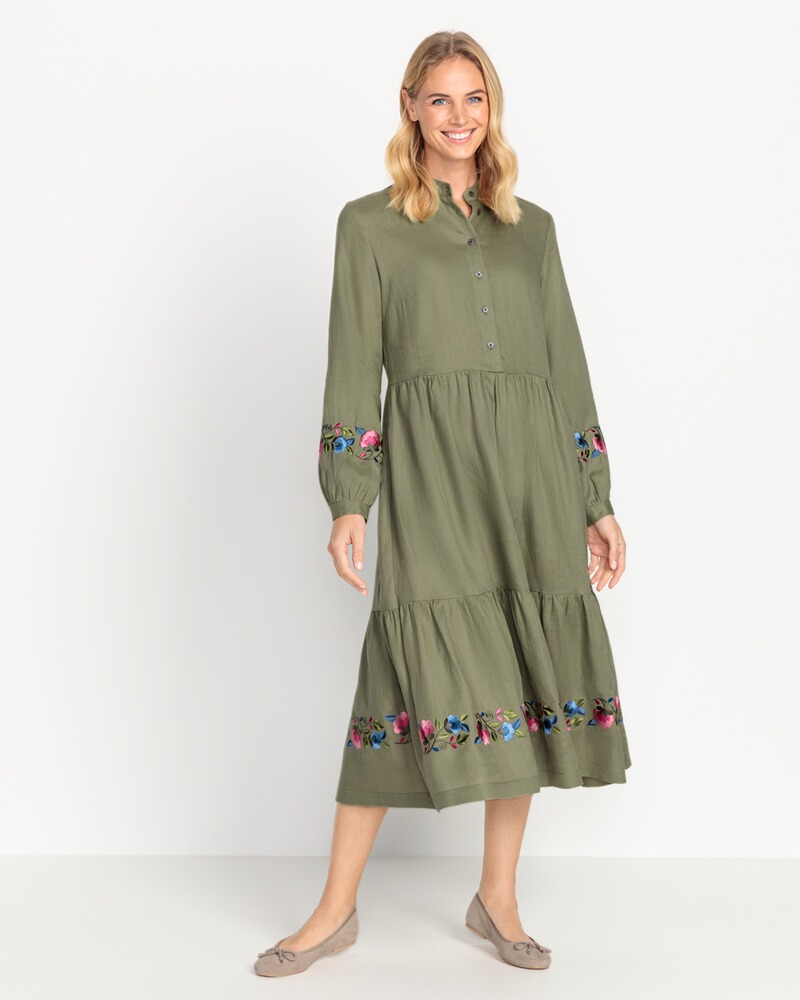 Leinenkleid mit Blumenstickerei, REITMAYER