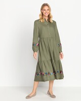 Leinenkleid mit Blumenstickerei, REITMAYER