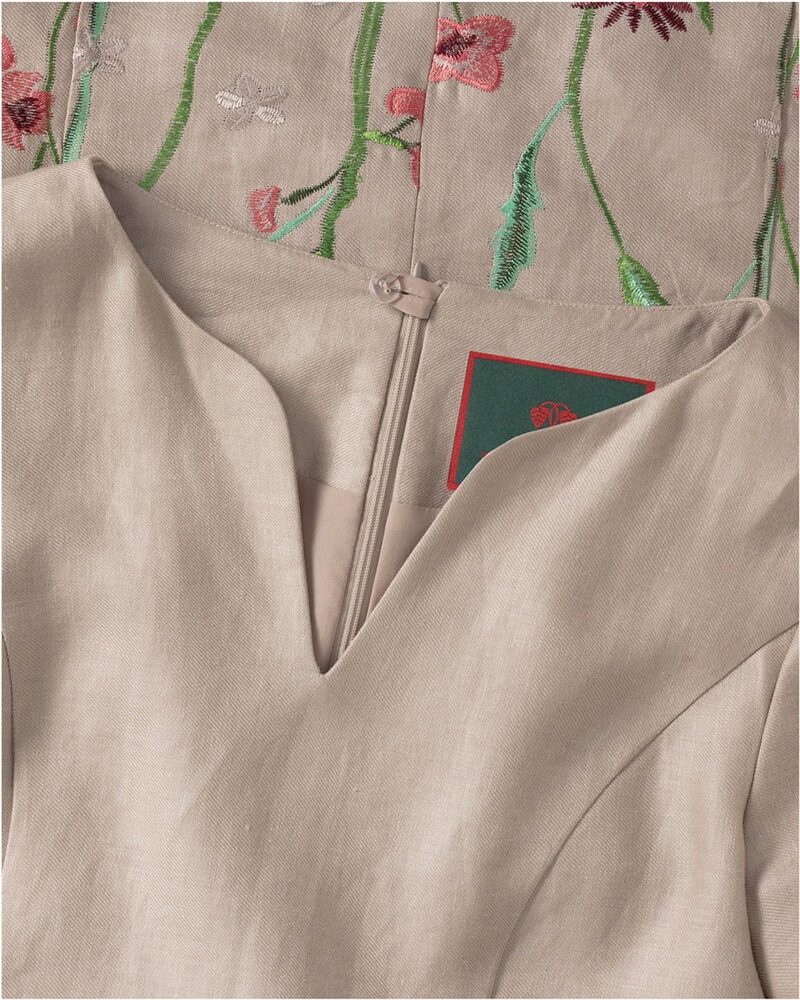 Leinenkleid mit Blumenstick, REITMAYER