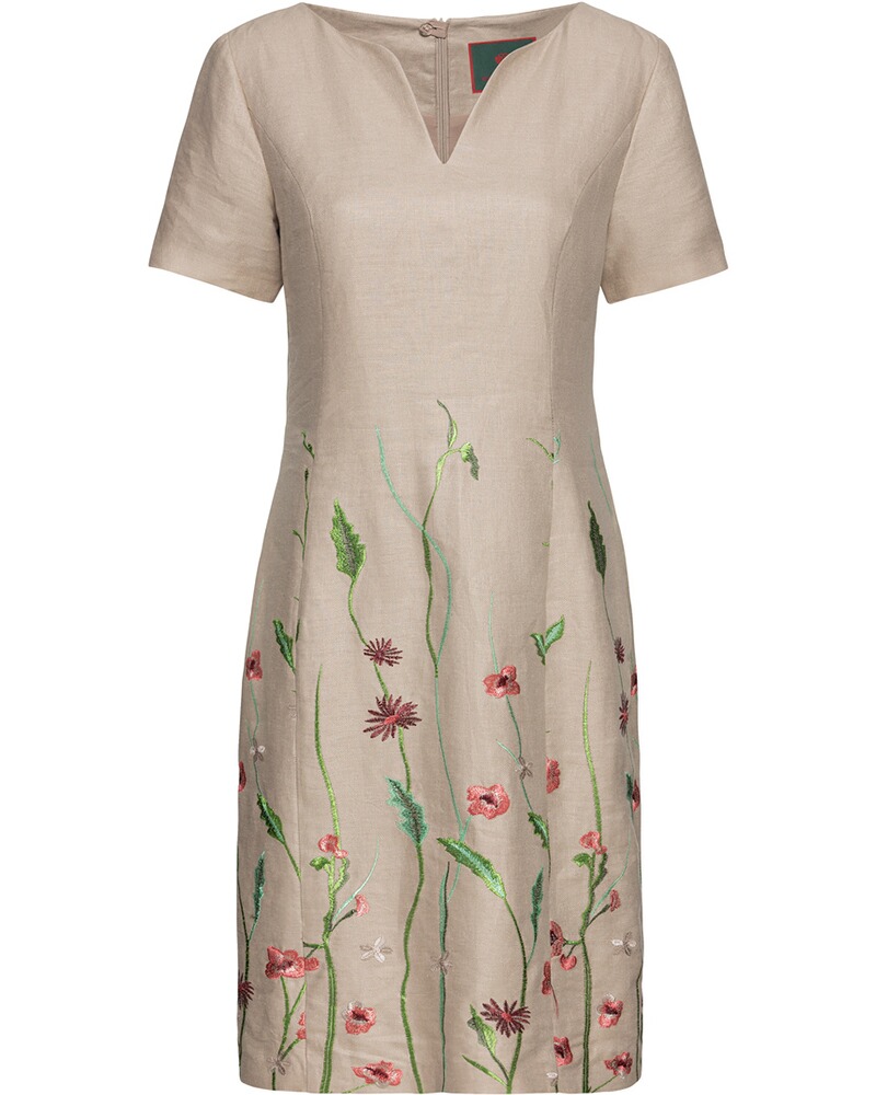 Leinenkleid mit Blumenstick