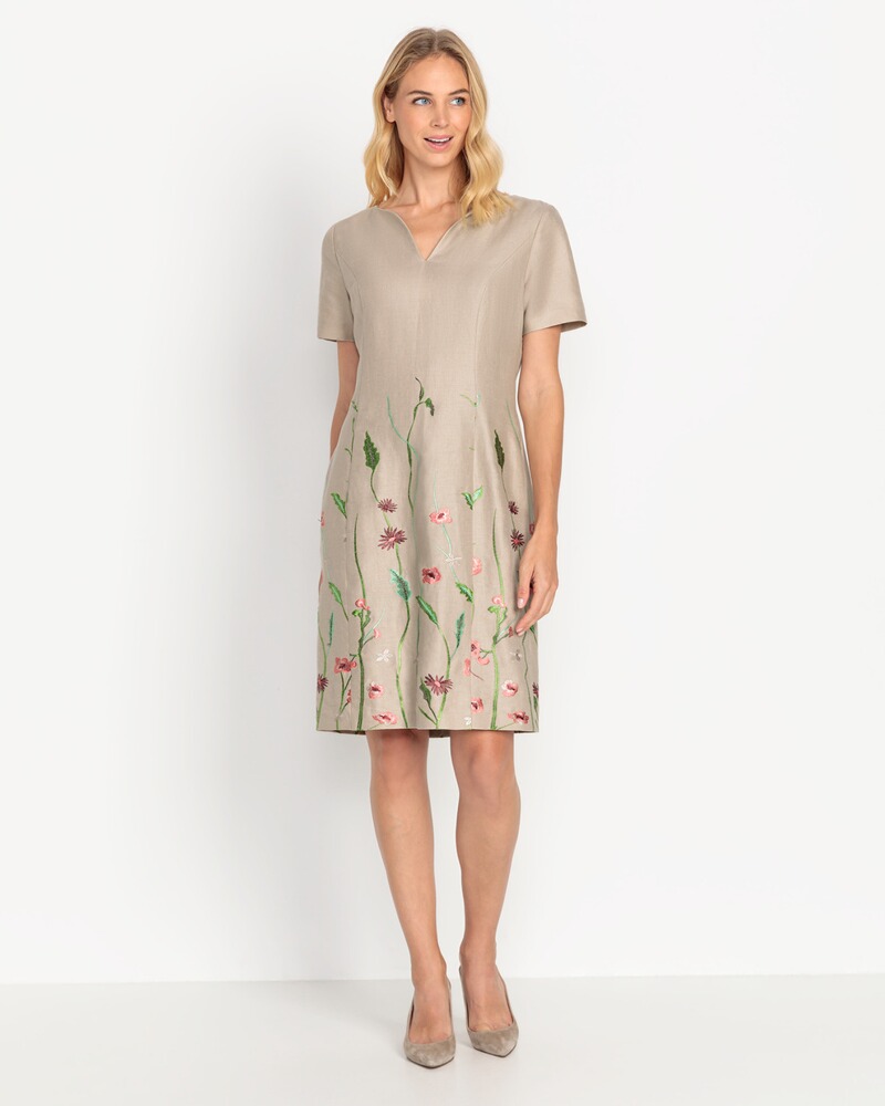 Leinenkleid mit Blumenstick, REITMAYER