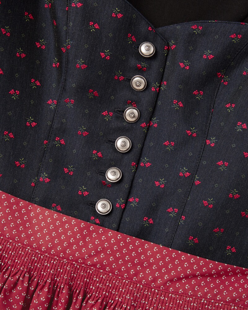 LS Dirndl motif rose bleu marine rouge, taille 34, Luis Steindl