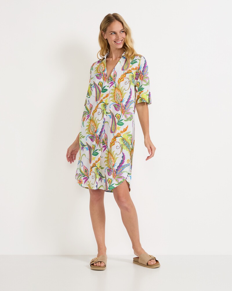 Kaftankleid mit Allover-Print, White Label
