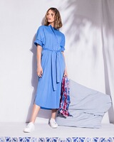 Midikleid mit Bindegürtel, White Label