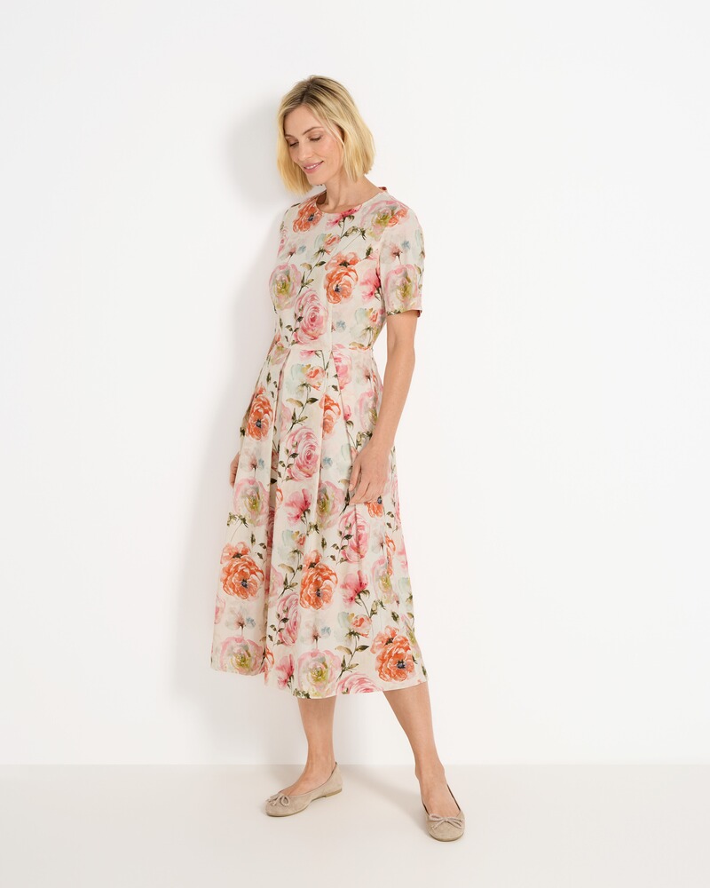 Halbarm-Kleid mit Rosendruck, HIGHMOOR