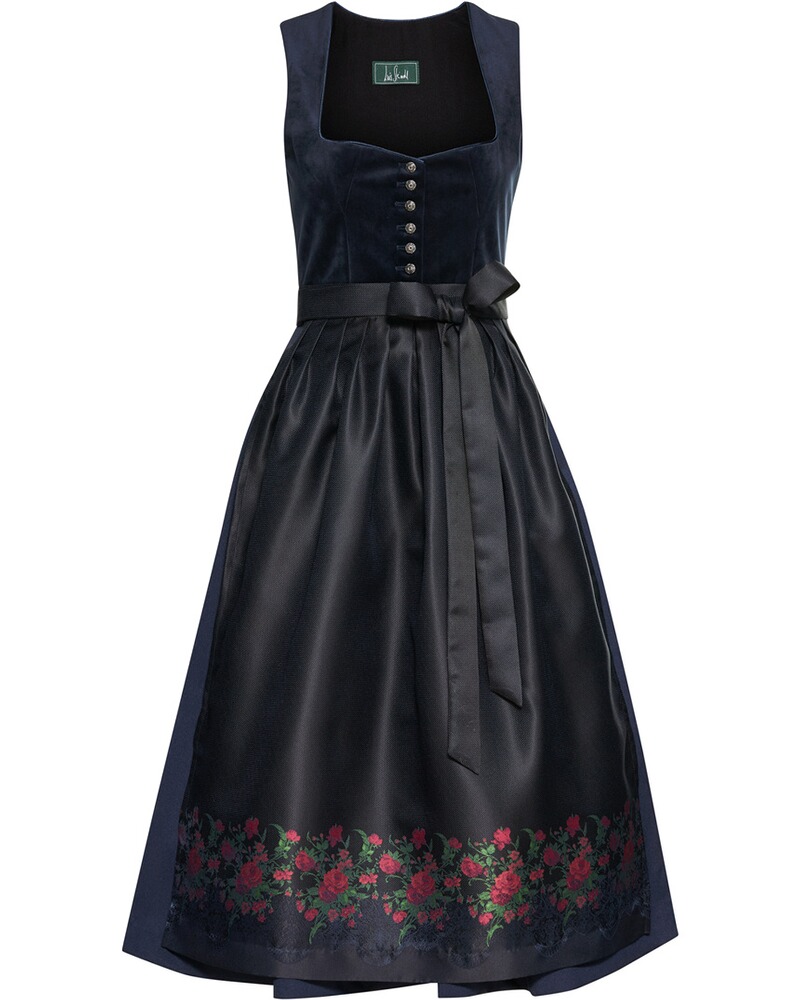 Langes Dirndl mit Rosenschürze