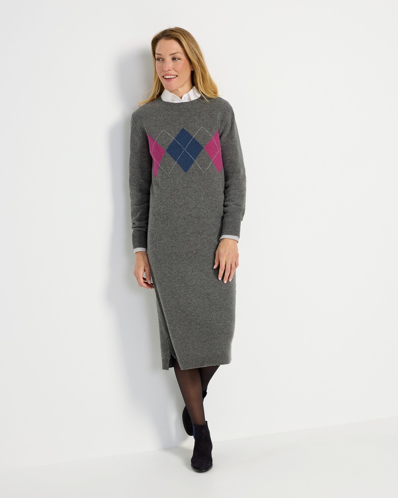 Robe en maille HM Argyle grise-b, Highmoor