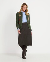 Wide leather skirt with slit, Highmoor