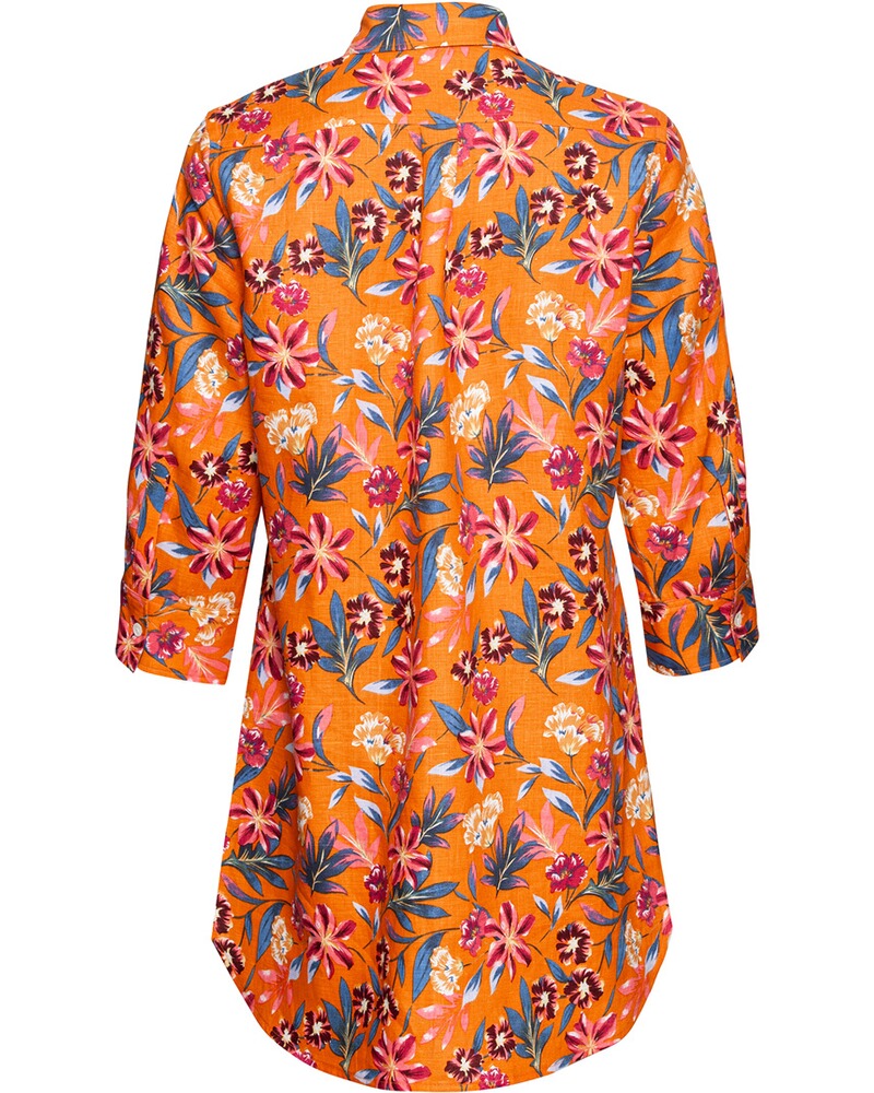 Lange Leinenbluse mit Blumenmuster, HIGHMOOR