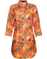 Lange Leinenbluse mit Blumenmuster, HIGHMOOR