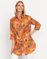 Lange Leinenbluse mit Blumenmuster, HIGHMOOR