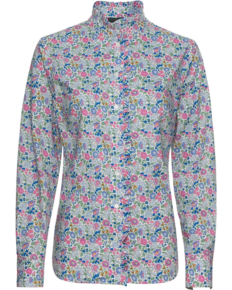 Stehkragenbluse mit Blumenmuster