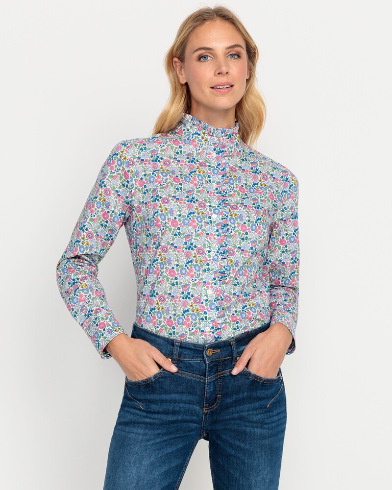 Stehkragenbluse mit Blumenmuster, REITMAYER