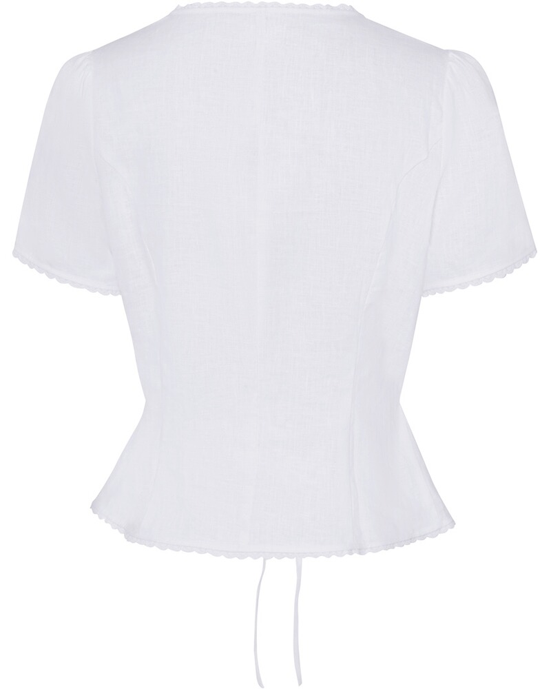Halbarm-Leinenbluse mit Spitze, Luis Steindl