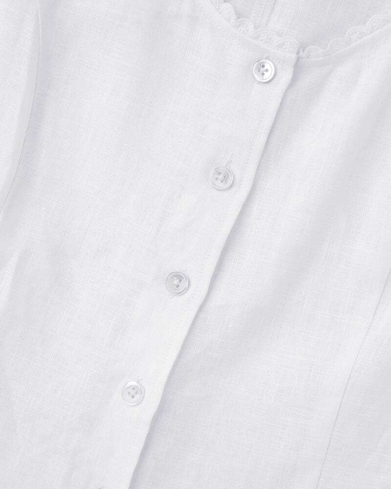 Halbarm-Leinenbluse mit Spitze, Luis Steindl