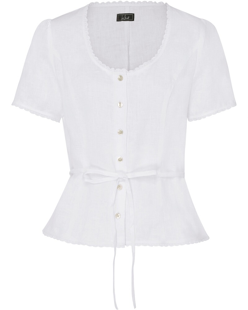 Halbarm-Leinenbluse mit Spitze