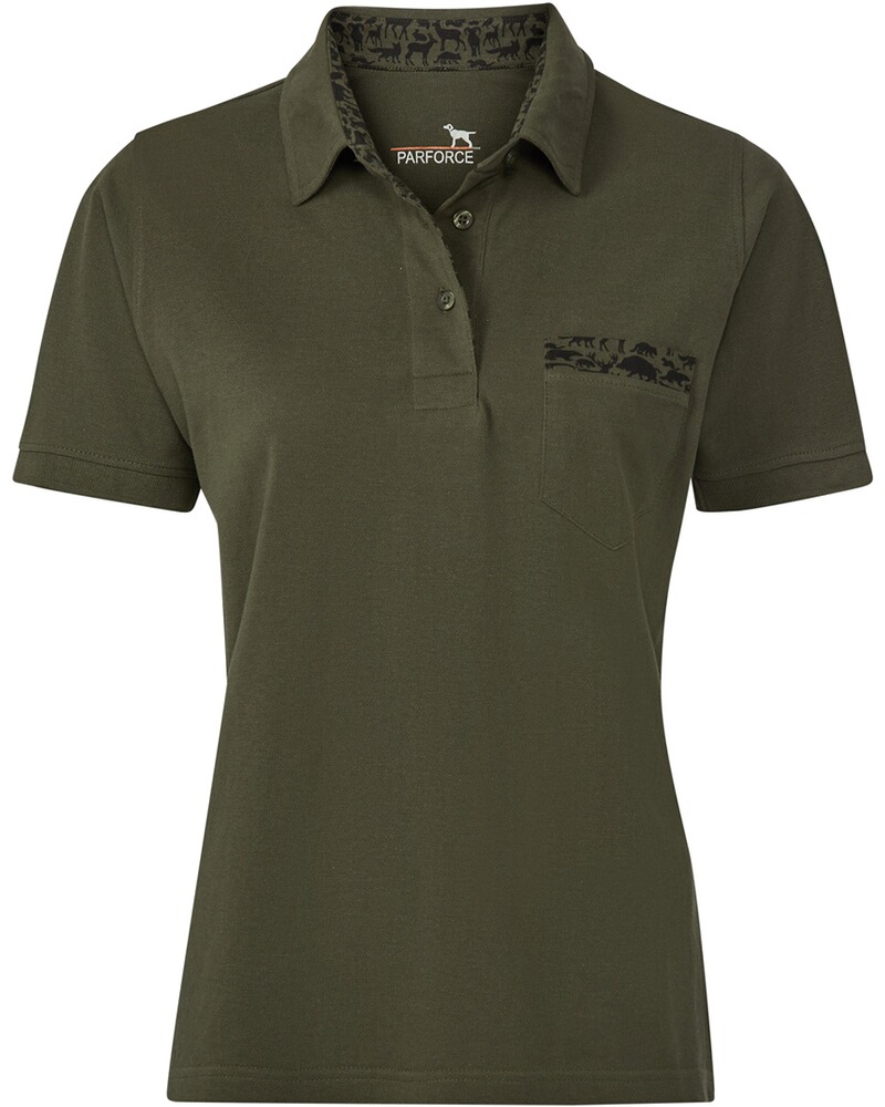 Damen Poloshirt Waldtier-Detail