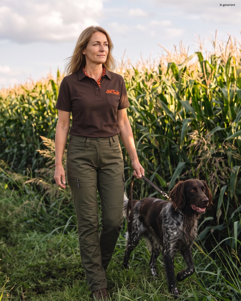 Damen Poloshirt Waldtier-Detail, Parforce Essential