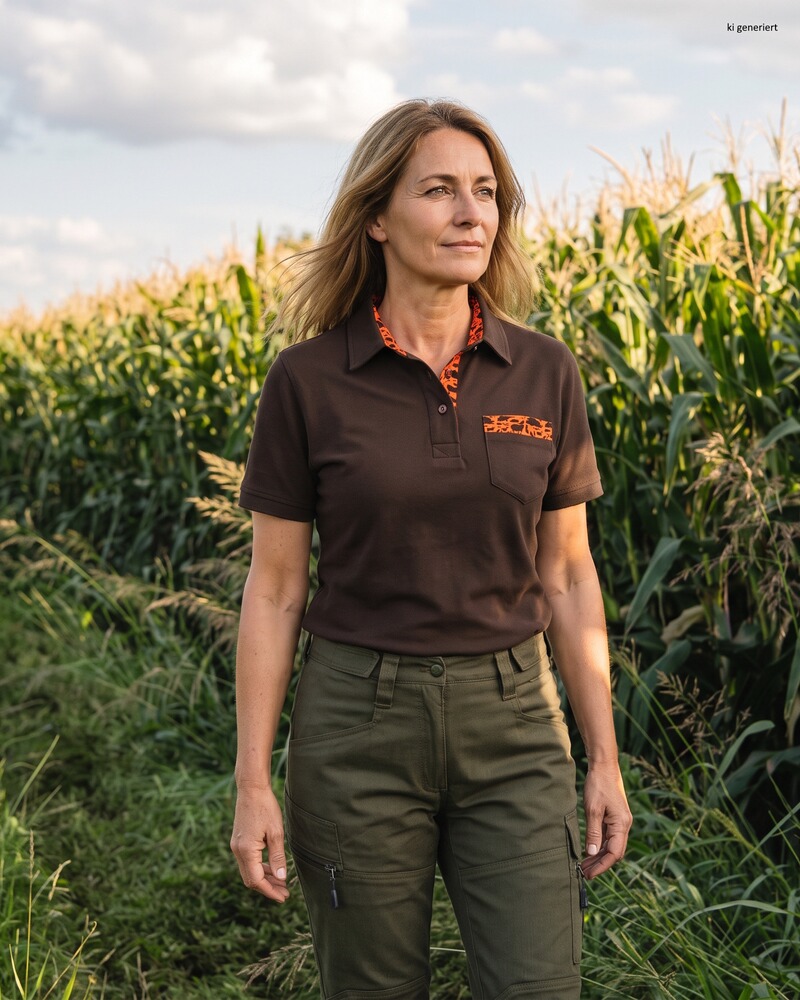 Damen Poloshirt Waldtier-Detail, Parforce Essential