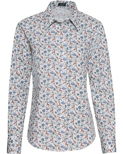 Popeline-Blumenbluse mit Hirschen, Luis Steindl