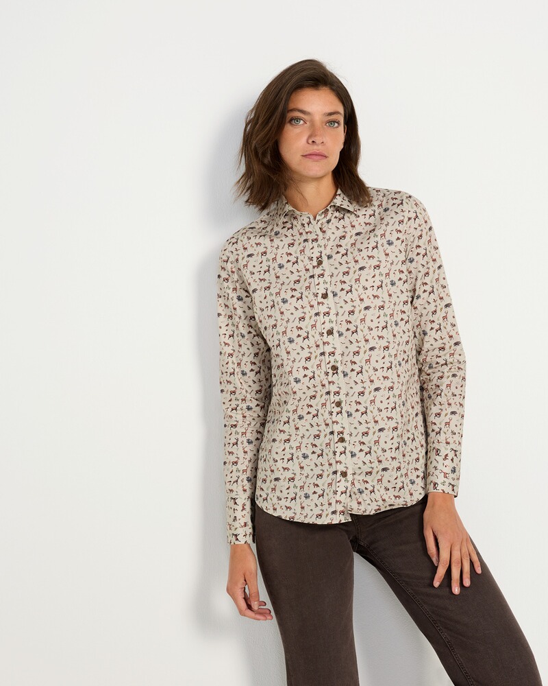 Blouse essentielle à manches longues, motif animaux de la forêt, Luis Steindl
